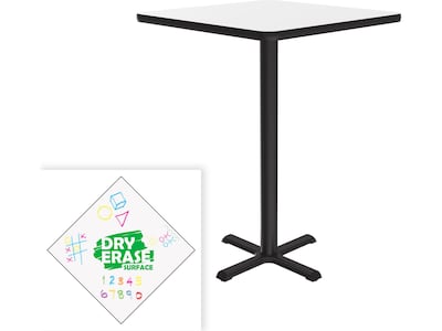 Correll Square-Shaped Dry-Erase Markerboard Cafe Table, 24" x 24", Frosty White/Black (BXB24DES-80)