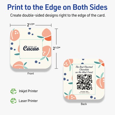 Avery Business Cards, 2-1/2" x 2-1/2", Matte Ivory, 90/Pack (95327)