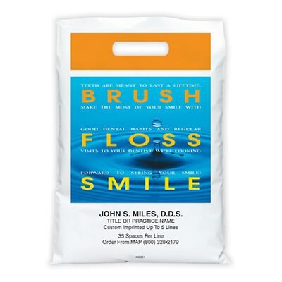 Medical Arts Press® Dental Personalized Full Color Bags; 9x13, Brush/Floss, 100 Bags, (40351)