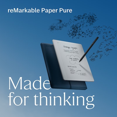 reMarkable Paper Pure 10.3” Paper Tablet with Marker Plus & Ocean Blue Sleeve Folio (RM95A-1000NW)