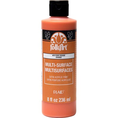 FolkArt Acrylic Paint Multi-Surface Satin, 8oz., Pure Orange, 3/Pack(FLK4676-3)