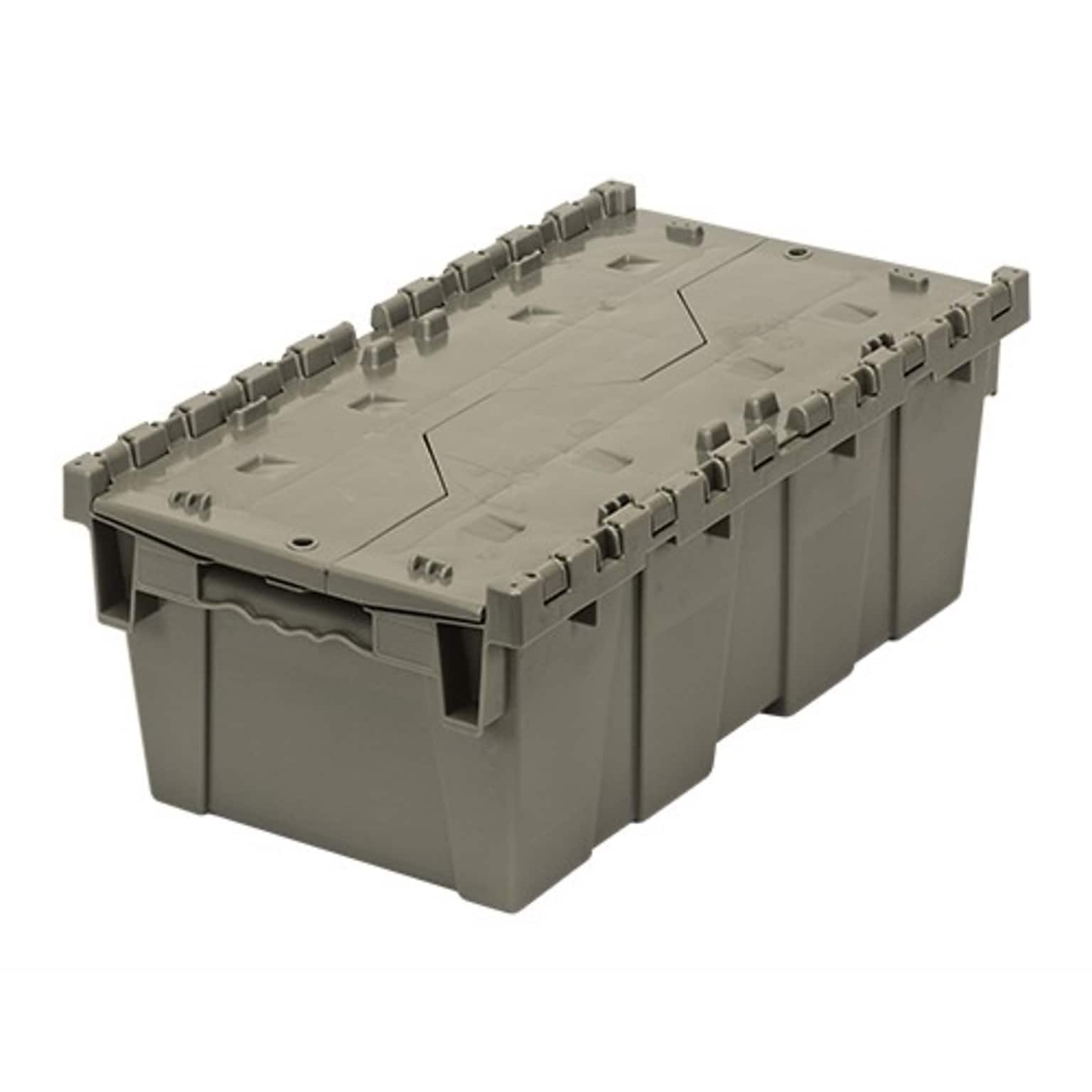 Quantum Storage Systems 32 Quart Storage Tote with Lid, Plastic, Gray (QDC2012-7)