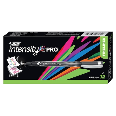 BIC Intensity Felt Pens, Fine Point, Black Ink, Dozen (FPIN11BK)