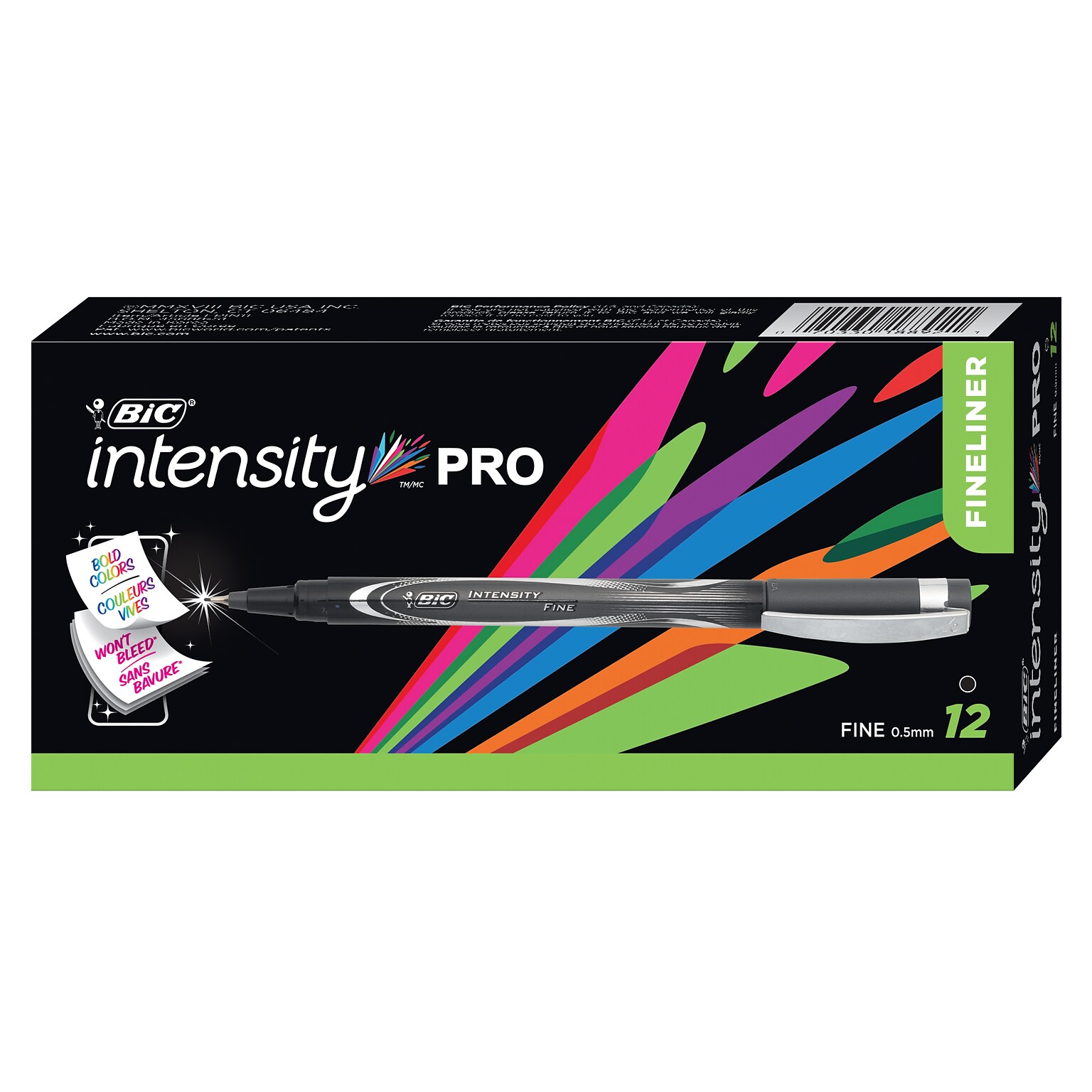 BIC Intensity Felt Pens, Fine Point, Black Ink, Dozen (FPIN11-BLK)