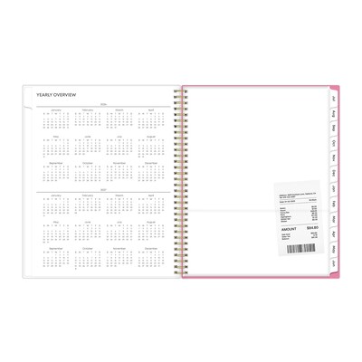 2026-2027 Blue Sky Roosevelt Pink Frosted 8.5" x 11" Academic Weekly & Monthly Planner, Plastic Cover, Pink/Gray (128691-A27)