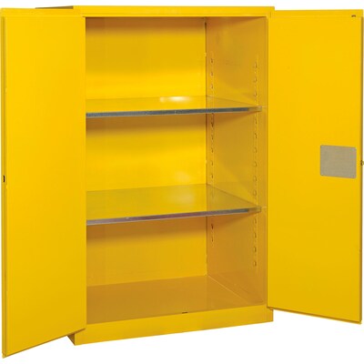 Global Industrial Flammable Cabinet, Manual Close Double Door, 90 Gallon, 43W x 34D x 65H