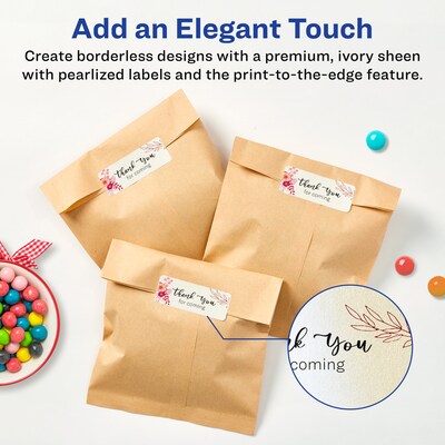 Avery Pearlized Ivory Rectangle Multipurpose Labels, .75 x 3.5, Ivory, 200/Pack (94217)