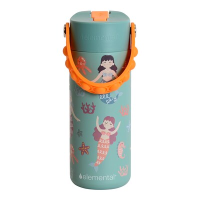 Elemental Core Pop Stainless Steel Double Wall Insulated Water Bottle, 18 oz., Mermaid Sisters (EBC18MMS24P)