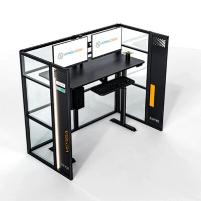VersaDesk WorkNest 66H x 81W U-Shaped Cubicle Panel Workstation, Black (WNCC-7248-B)