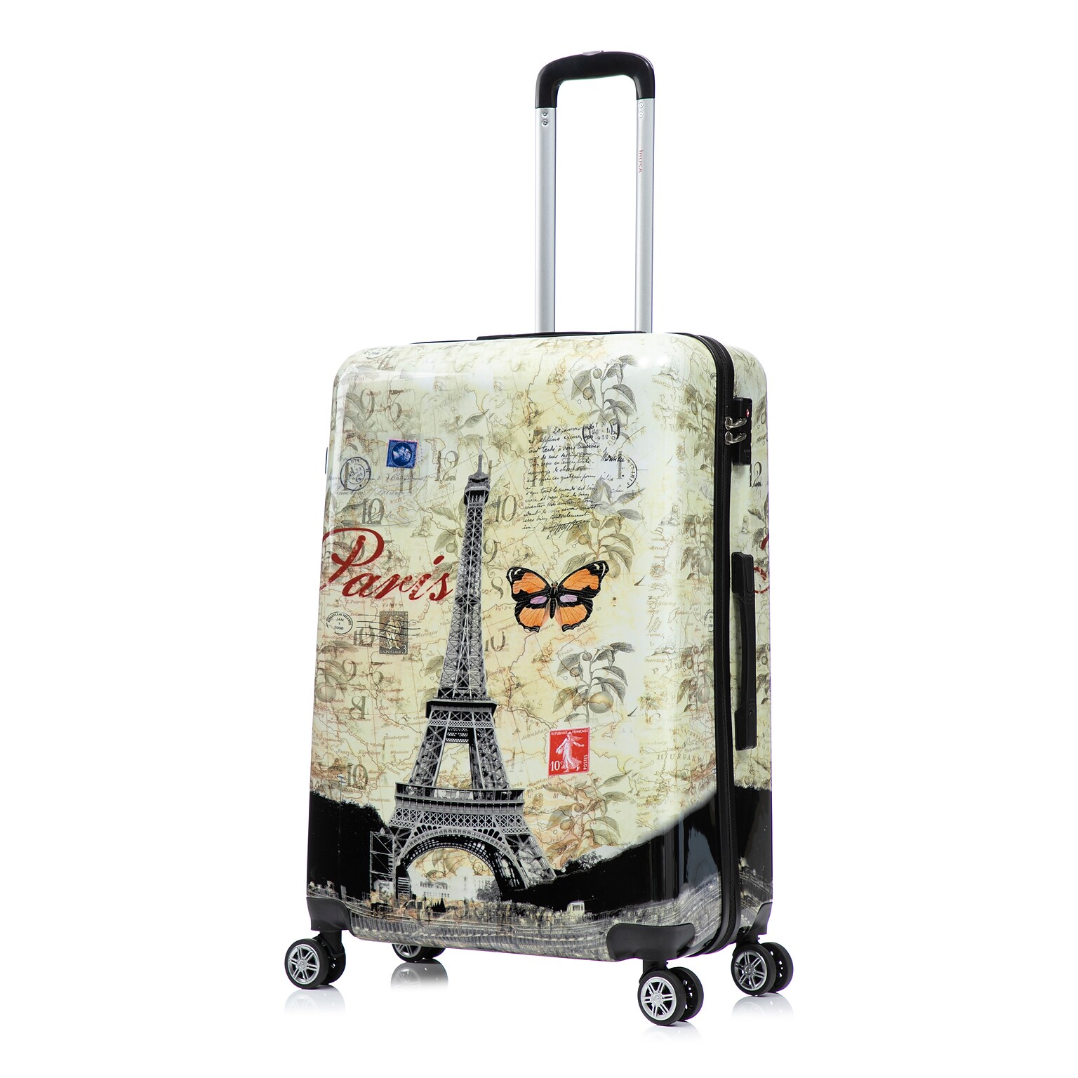 InUSA 28 Hardside Paris Suitcase, 4-Wheeled Spinner, TSA Checkpoint Friendly, Paris (IUAPC00L-PAR)