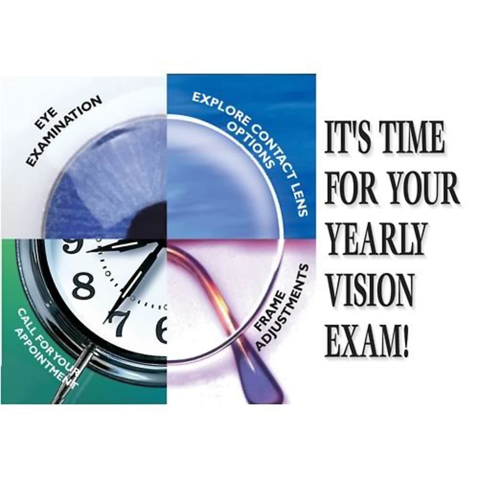 Medical Arts Press® Eye Care Postcards; for Laser Printer; Its Time for Your Yearly Vision Exam, 100/Pk