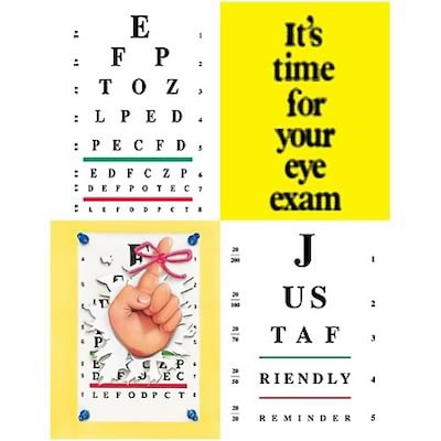 Medical Arts Press® Eye Care Assorted Postcards; for Laser Printer; Eyecharts and Slogans, 100/Pk