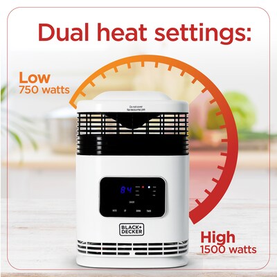 Black & Decker 1500-Watt Portable Ceramic Electric Heater, White (BH1607)