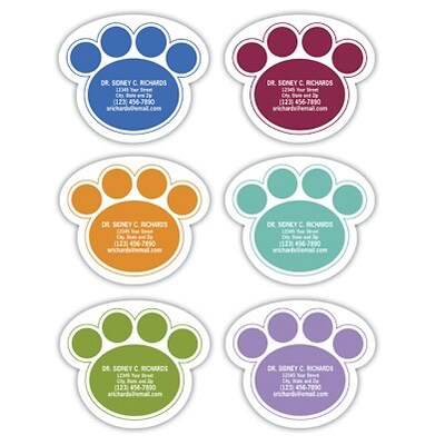 Medical Arts Press® Veterinary Die-Cut Magnets; 3x2-1/2, Large Paw Print, Assorted