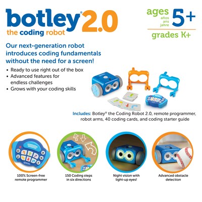 Learning Resources Botley The Coding Robot 2.0, Assorted Colors (LER 2941)