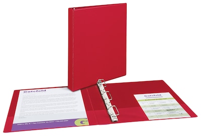 Avery Durable 1" 3-Ring Non-View Binders, Slant Ring, Red (27201)