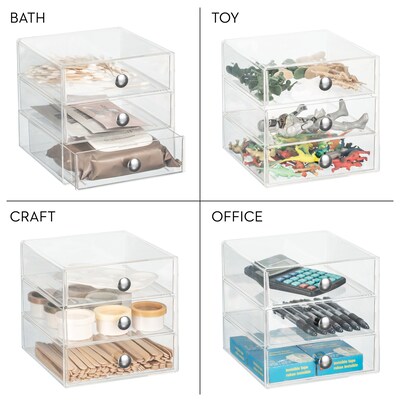 iDesign 3-Drawer Stackable Desktop Storage, Plastic, Clear (35300)