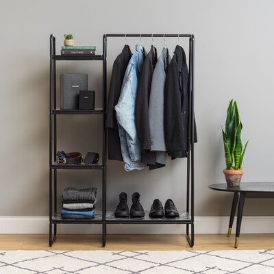 Iris 8.88" x 6.75" Garment Rack, Black Metal (596277)