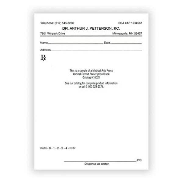 Medical Arts Press® Single Copy Rx Blanks; Vertical, 51/2x4"