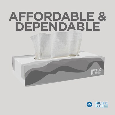 Pacific Blue Basic Facial Tissue, 2-ply, 100 Tissues/Box, 30 Boxes/Pack (47410)