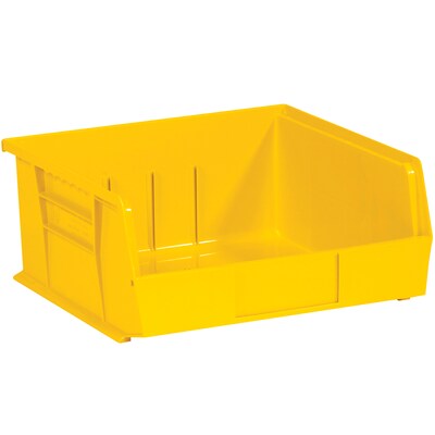 Quill Brand Stack & Hang Medium Stackable Plastic Storage Bin, 10.875 x 5x 11, Yellow, 6/Carton (BINP1111Y)