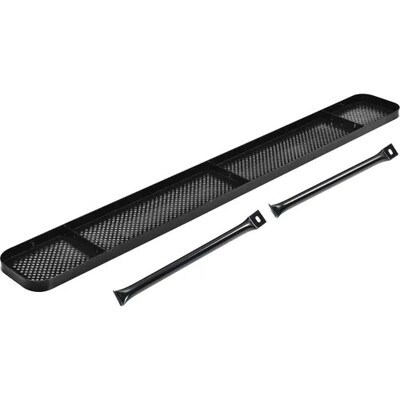 Global Industrial 8' Outdoor Steel Picnic Bench w/ Backrest, Perforated Metal, Black (262077BK)