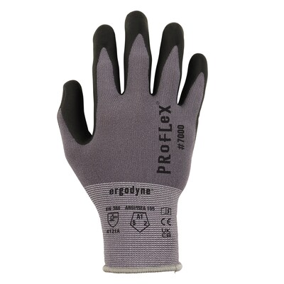 Ergodyne ProFlex 7000 Nitrile Coated Gloves, Microfoam Palm, ANSI Level 5 Abrasion Resistance, Gray, Large, 12 Pair (10364)