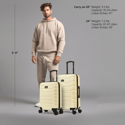 InUSA Trend 2-Piece Hardside Spinner Luggage Set, TSA Checkpoint Friendly, Sand (IUTRE0SM-SAN)