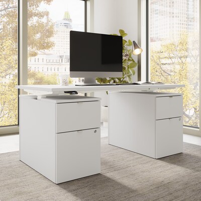 Bush Business Furniture Stratus 60W Electric Rectangular Adjustable Standing Desk with Drawers, White (SUT009WH)