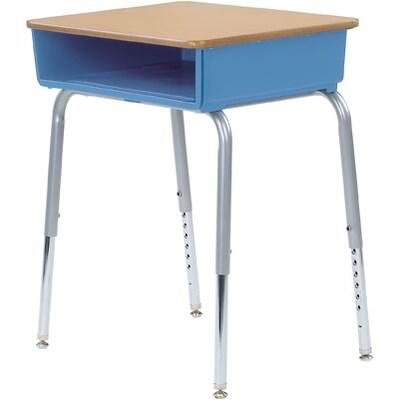Virco® Adjustable-Height Open-Front Laminate Top Student Desk; Fusion Maple/Blueberry