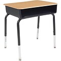 Virco® Adjustable-Height Open-Front Plastic Top Student Desk; Fusion Maple/Black