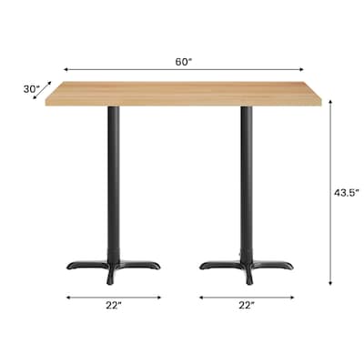 Flash Furniture Bennett Wooden Commercial Indoor Table, 60" x 30", Natural Top/Black Base (GSF3060NTT2222B)