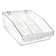 Azar 5.75 x 11.75 Pegboard 3-Compartment Large Deep Bin Tray, Clear, 2/Pack (556134-L-DIV-2PK)