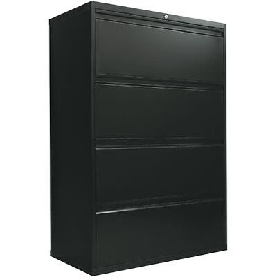 Alera® 4-Drawer 30W Lateral File Cabinet; Black, Legal (ALELA54305BL)