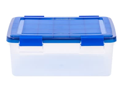 Iris WeatherPro 30.5 Qt. Latch Lid Storage Bin, Clear/Blue (500200)