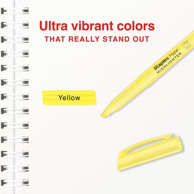 Staples Hype Stick Highlighter, Chisel Tip, Yellow, 12/Pack (ST62943)