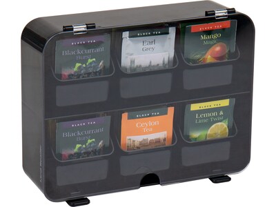 Mind Reader Foundation 6-Compartment Tea Bag Organizer, Black (HTBOX-BLK)