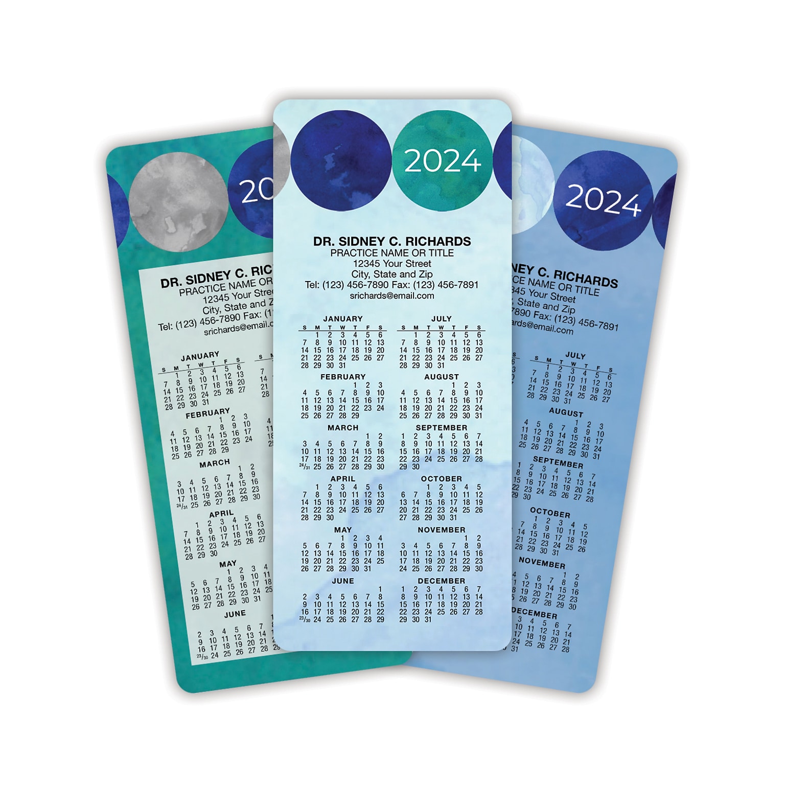 Custom Hanging Calendar Assortment Packs, 3.625 x 8.5, 12 Pt. Coated Stock, Three Designs, 100/Pack