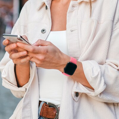 LAX Nylon Braided Band for Apple Watch, Flamingo Pink