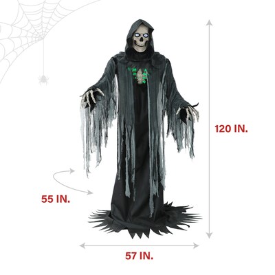 Haunted Hill Farm 10 Tall Motion-Activated Towering Reaper (HHTWRRPR-2FLSA)