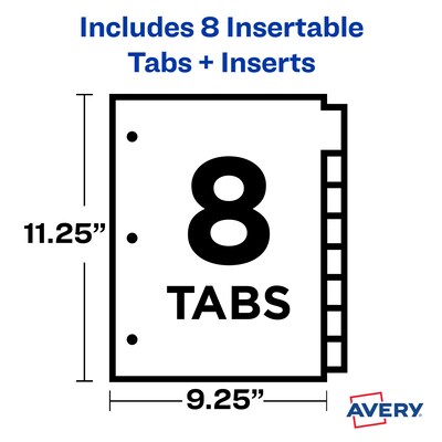 Avery Big Tab Insertable Plastic Dividers with Pockets, 8-Tab, Multicolor (11903)