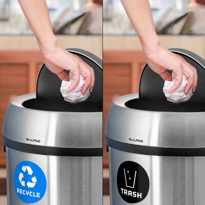 Alpine Dual-Stream Trash/Recycling Station, 34-Gallon, Stainless Steel (ALP470-65L-1-R-T)