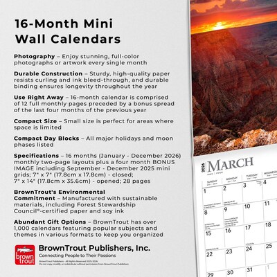 2026 BrownTrout Sunrise Sunset 7" x 7" Monthly Wall Calendar (9798330705702)
