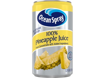 Ocean Spray 100% Pineapple Juice, No Sugar Added, 7.2 fl. oz., 24 Cans/Carton (2009)