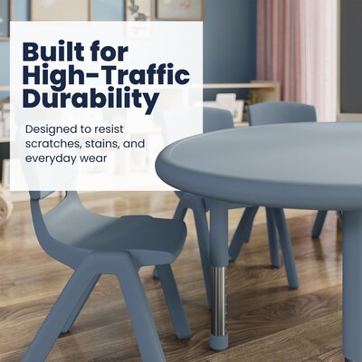 Flash Furniture Wren Half Moon Activity Table, 35" x 65", Height Adjustable, Dusty Blue (YUYCX042MOONDTB)