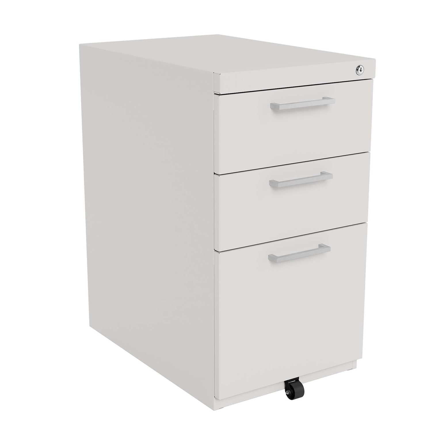 Safco Ready 3-Drawer Mobile File Cabinet, Letter Size, Lockable, 27.5H x 15W x 22.5D, Mist (REYPEDMO22BBFMIST6S)