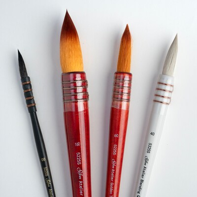 Silver Brush Taklon, Atelier Quill Brushes, 4/Pack (SLVQL5356)