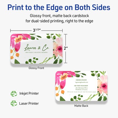 Avery Business Cards, 2" x 3-1/2", Glossy White, 400/Box (95320)