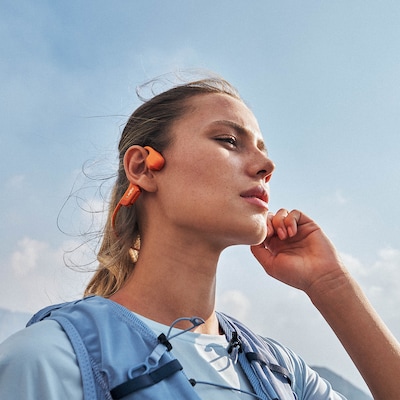 Shokz OpenRun Pro 2 Mini Wireless Bone-Conduction Open-Ear Sport Headphones, Bluetooth, Orange (S821-MN-OR-US)
