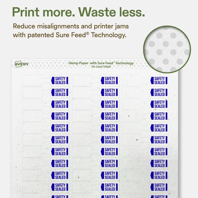Avery Hemp Barbell Laser/Inkjet Multipurpose Labels, 1/2" x 2-1/2", Off-White (900/Pack)